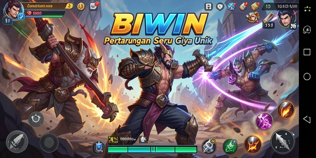 Tangkapan layar menunjukkan pertarungan seru dalam BIWIN dengan karakter yang berdetail tinggi.