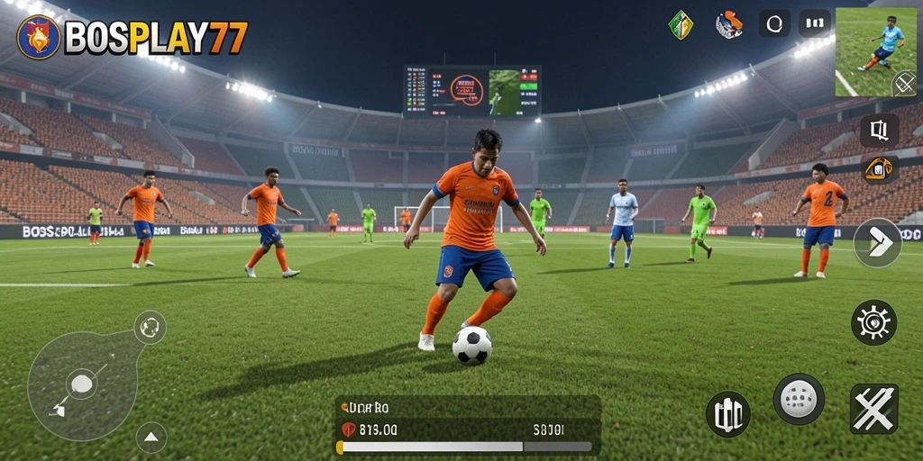 Tampilan gameplay mendebarkan dari BOSPLAY77 dengan tim sepak bola terbaik.