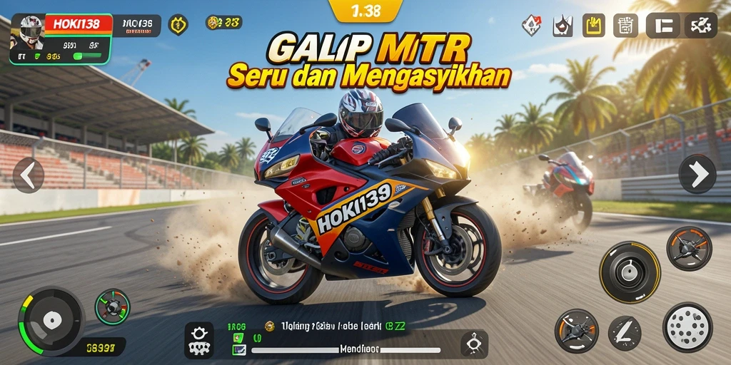 Gameplay HOKI138 yang seru dengan balapan motor mendebarkan.