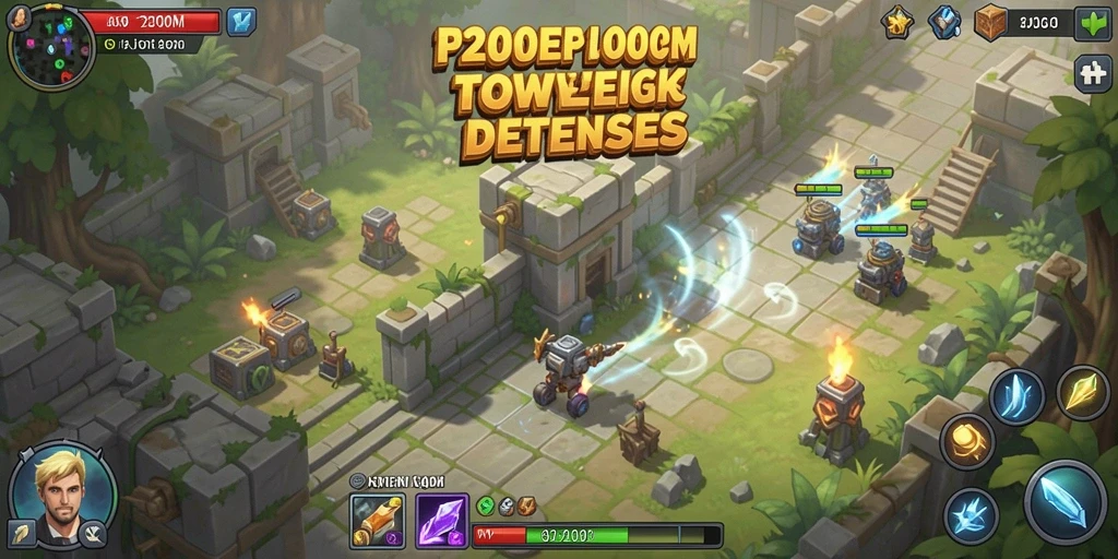 Gameplay P200M yang mendebarkan dalam Tower Defense.