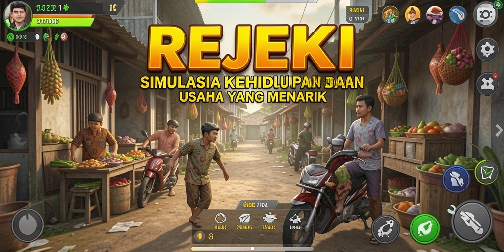Tampilan gameplay menarik dari REJEKI yang menampilkan simulasi kehidupan.