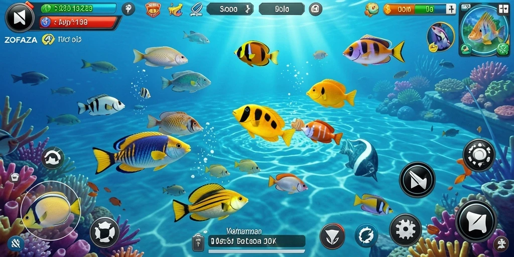 Tampilan gameplay ZOFAZA yang menegangkan saat menembak ikan.